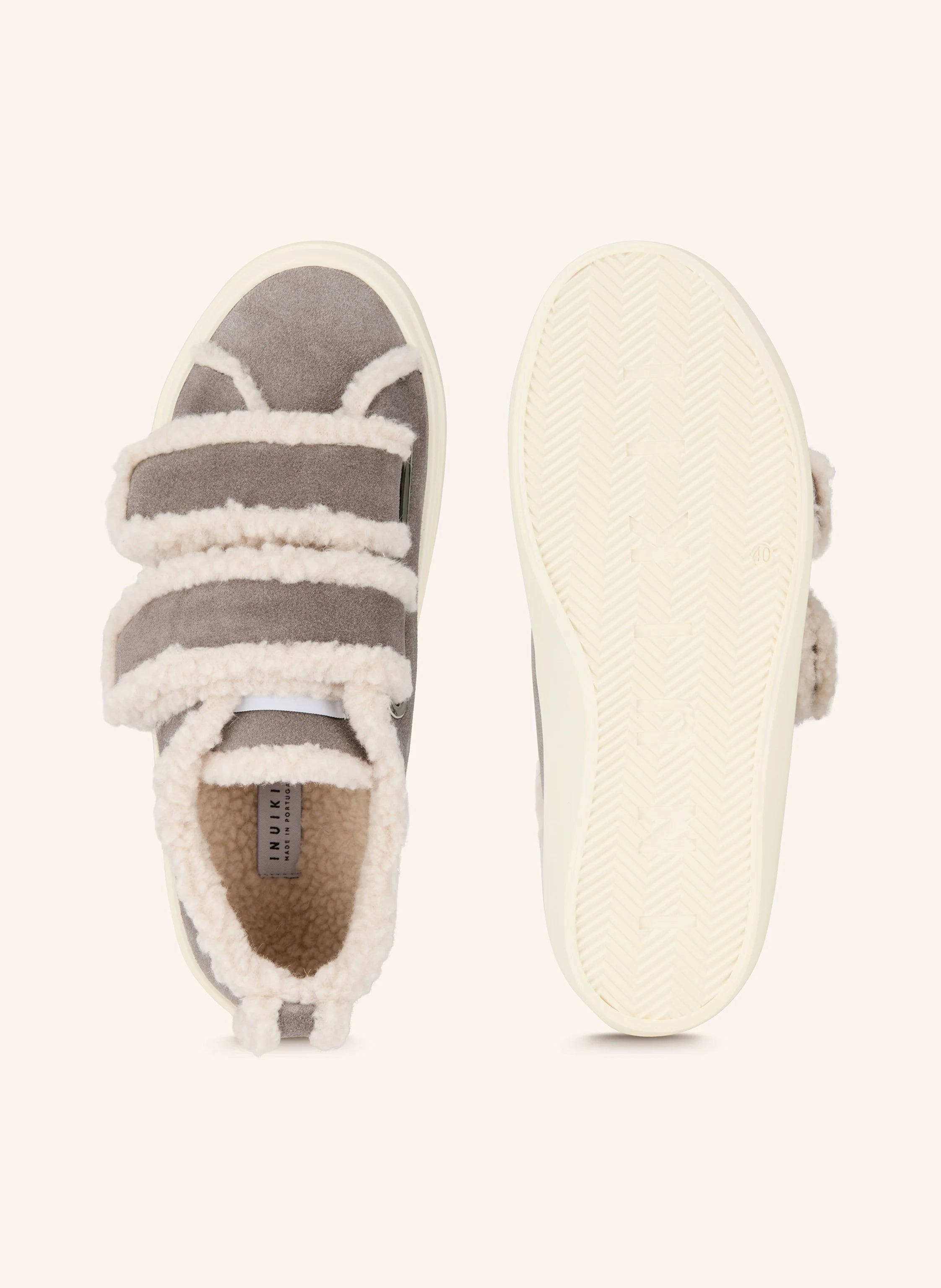 INUIKII Shearling Low Velcro Grau