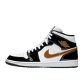 Air Jordan 1 Mid Patent Black White Gold