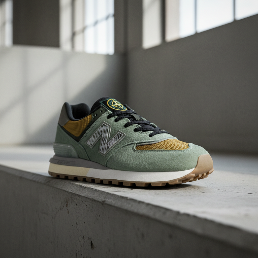 New Balance 574 Legacy Stone Island Hellgrün