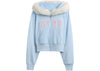 Gap x Sandy Liang Women's Vegan Fur-Trim Crop Zip Hoodie Harbour Blue