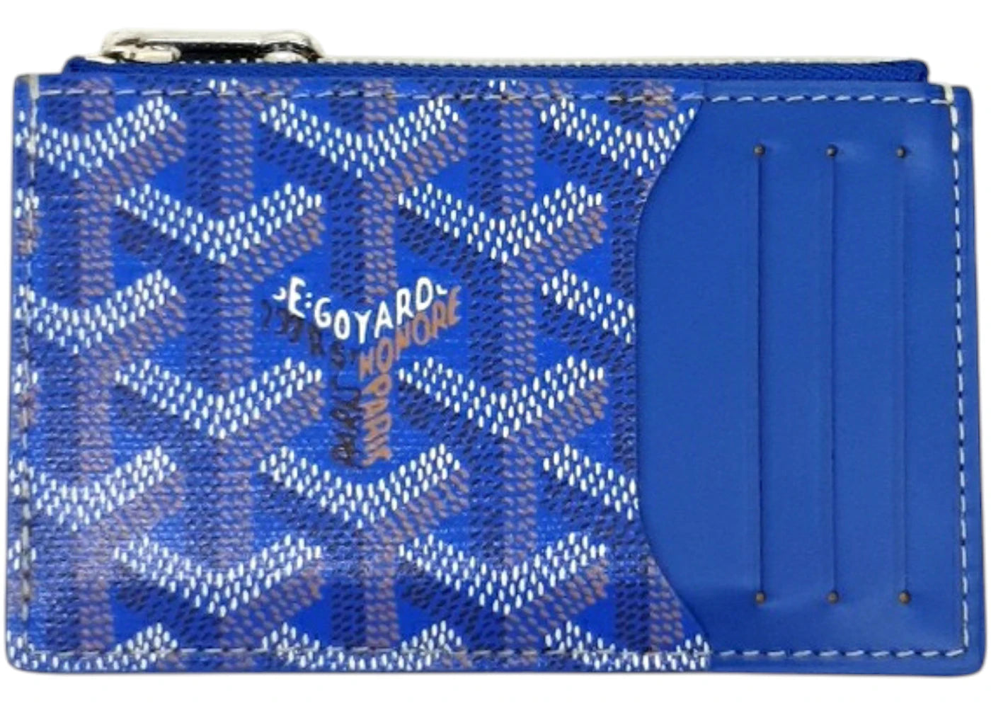 Goyard Bourbon Kartenetui mit Reißverschluss, Himmelblau