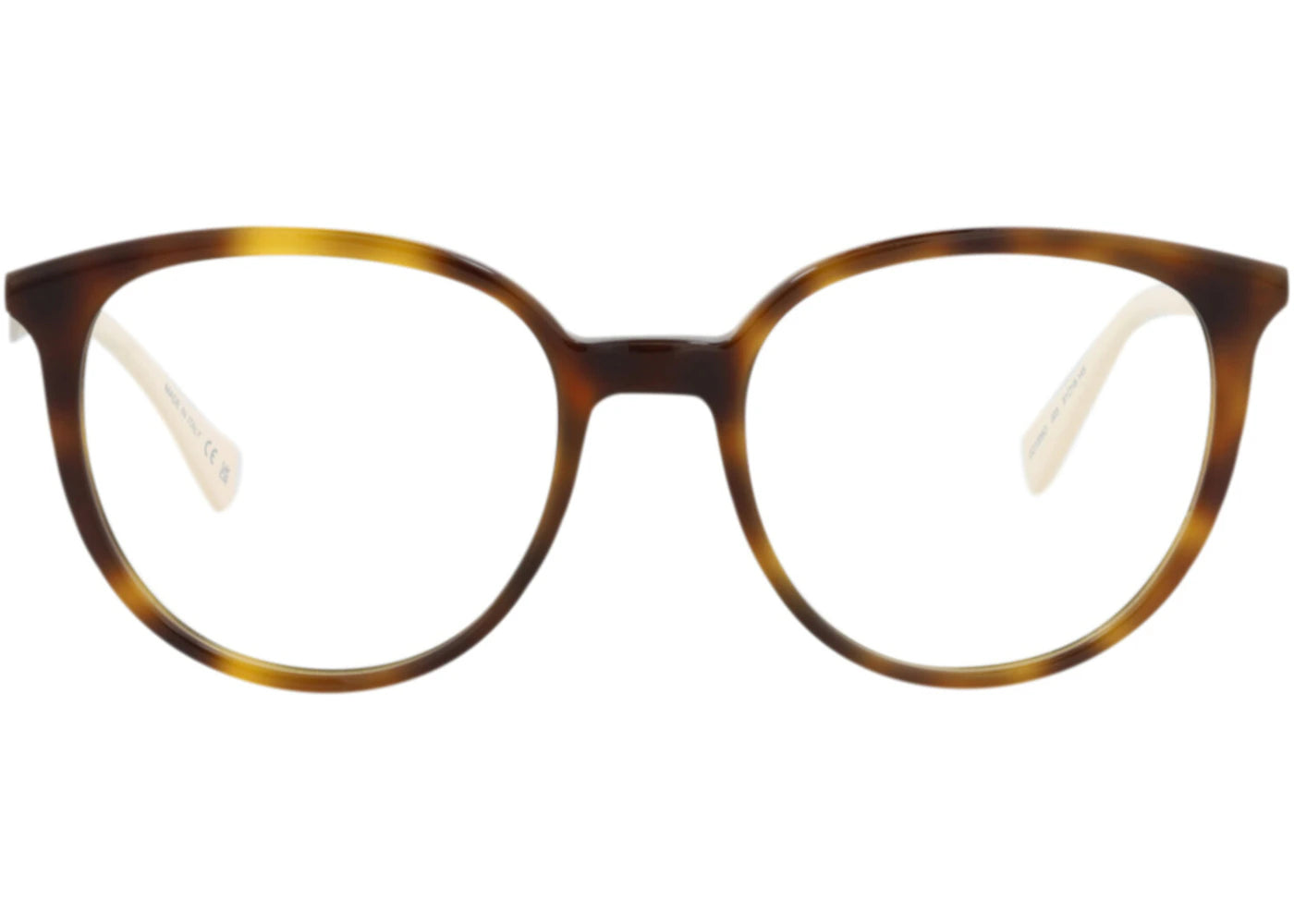 Gucci Round-Frame Acetate Optical Frames Havana Silver Transparent