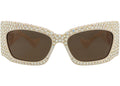 Gucci Shield-Frame Recycled Acetate Sunglasses Ivory Ivory Brown