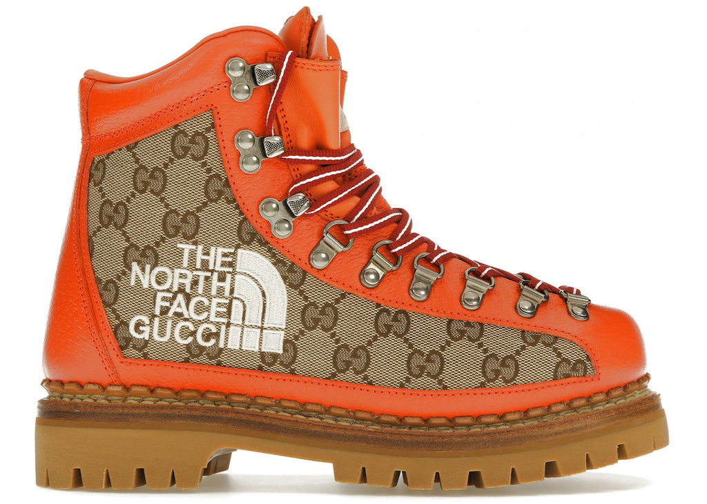 Gucci x The North Face Canvas-Lederstiefel Beige Orange