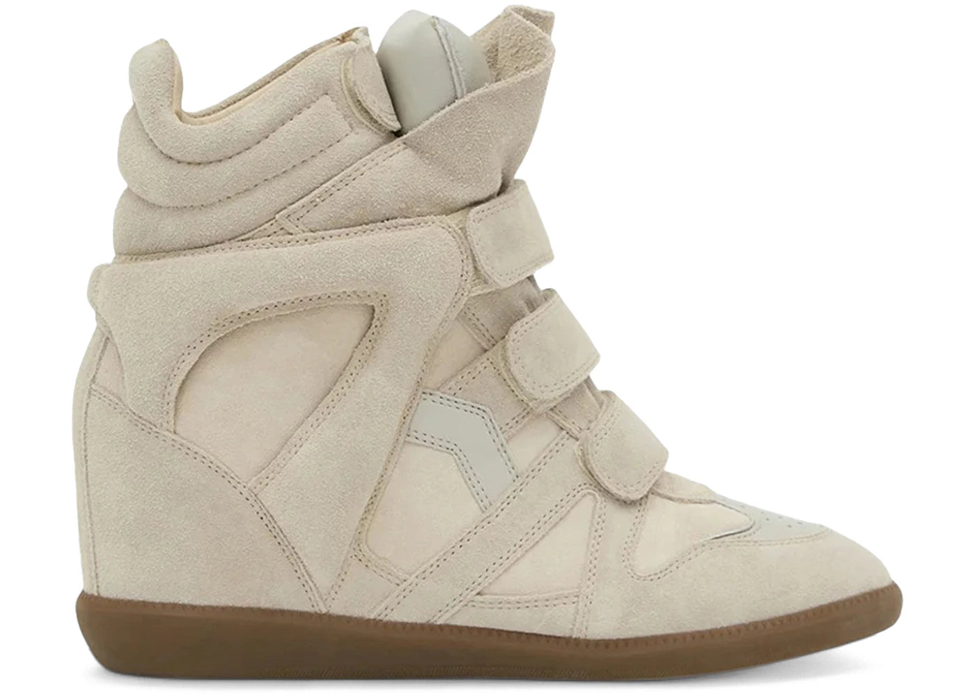 Isabel Marant Bekett Leather Wedge Sneakers Ecru - main view