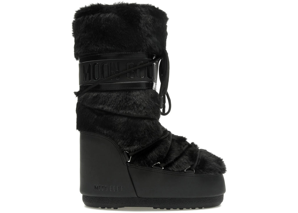Moon Boot Icon Kunstpelzstiefel Schwarz