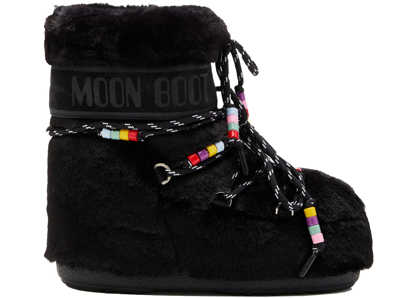 Moon Boot Icon Faux-Fur Low Boot Black Beads