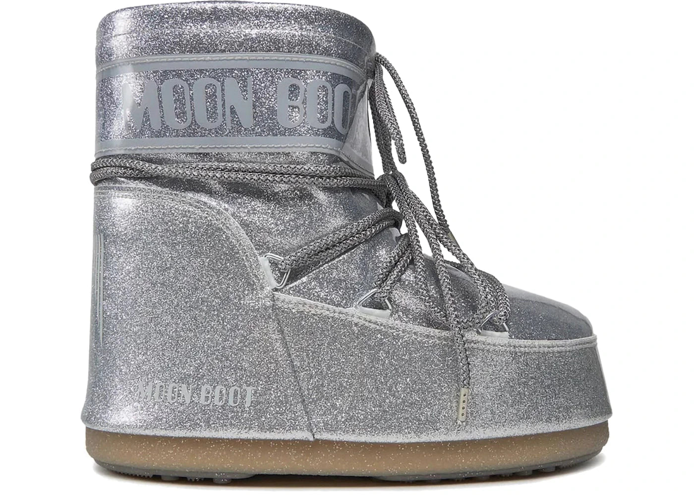 Moon Boot Icon Glitter Niedriger Stiefel Silber