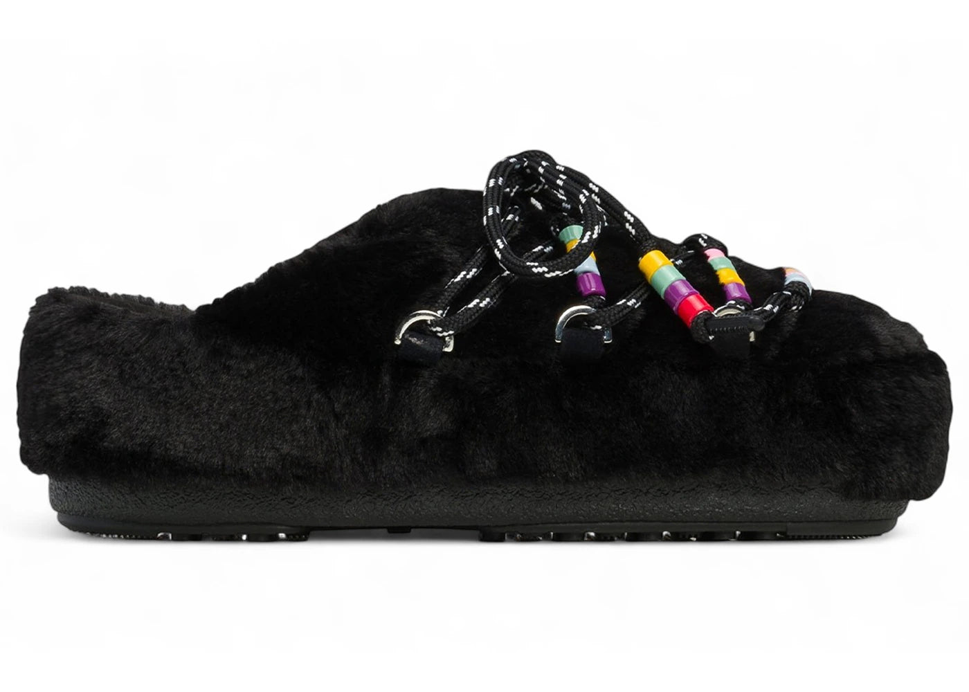 Moon Boot Mule Faux Fur Black Beads