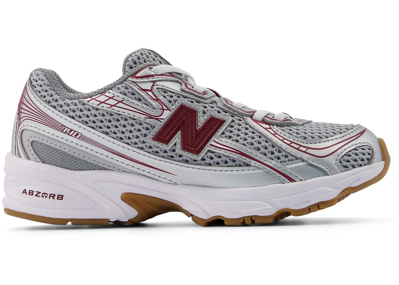 New Balance 740 Bungee Lace Silver Metalic Monarch Burgundy