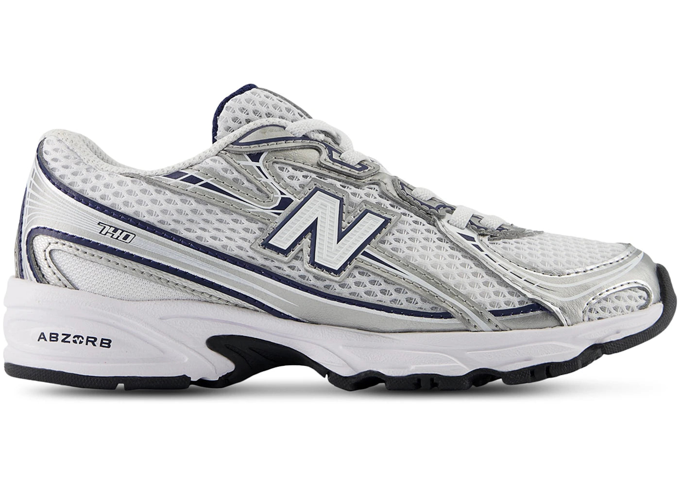 New Balance 740 Bungee Lace White Metallic Silver Navy