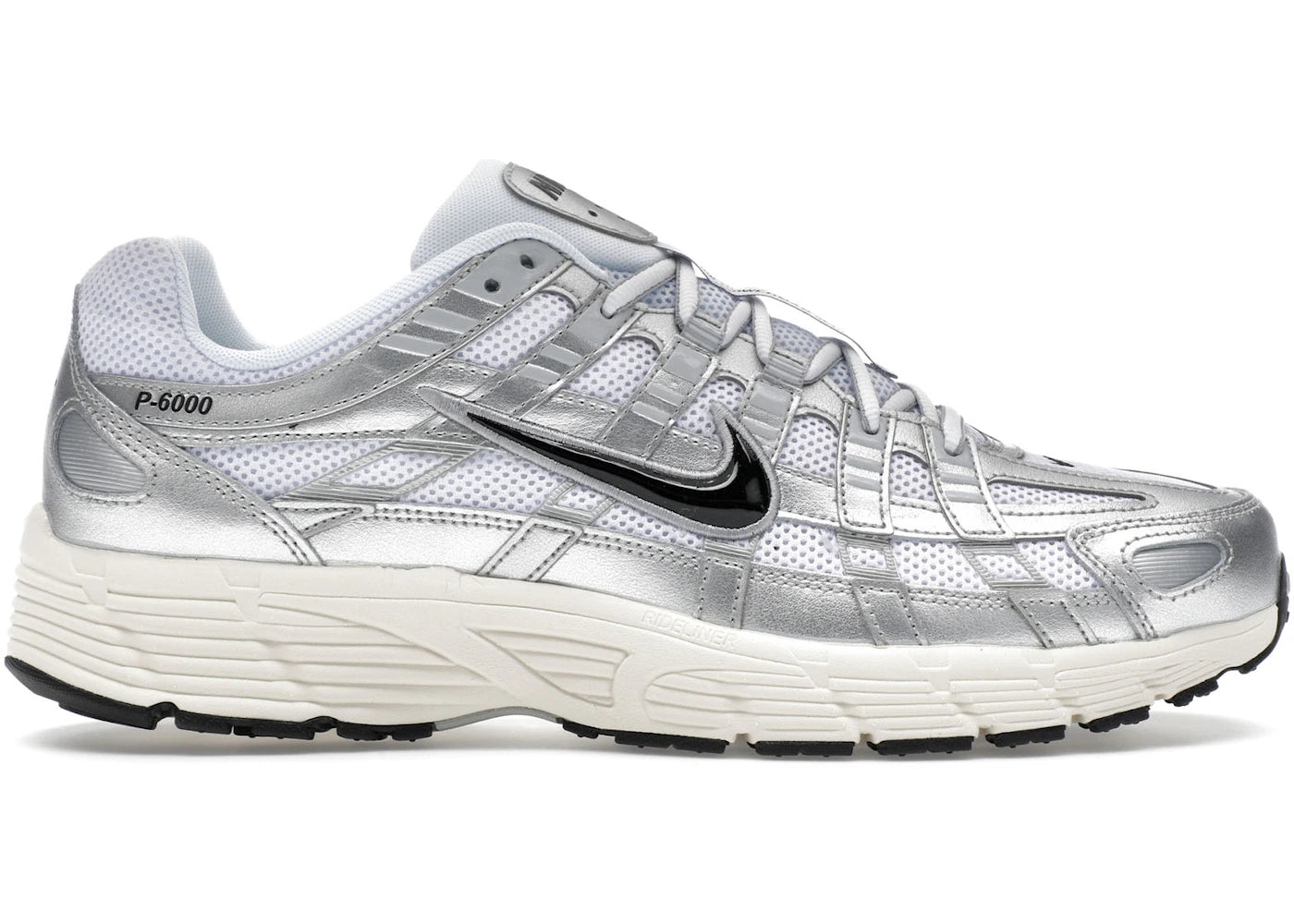 Nike P-6000 White Metallic Silver Flat Silver Black