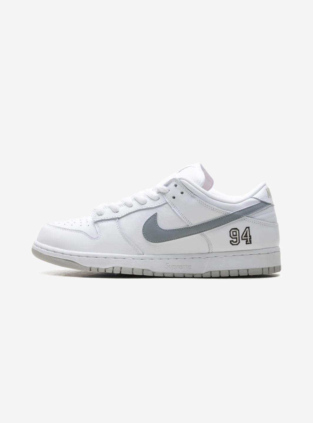 Nike SB Dunk Low Supreme 94 Weiß Metallic Silber