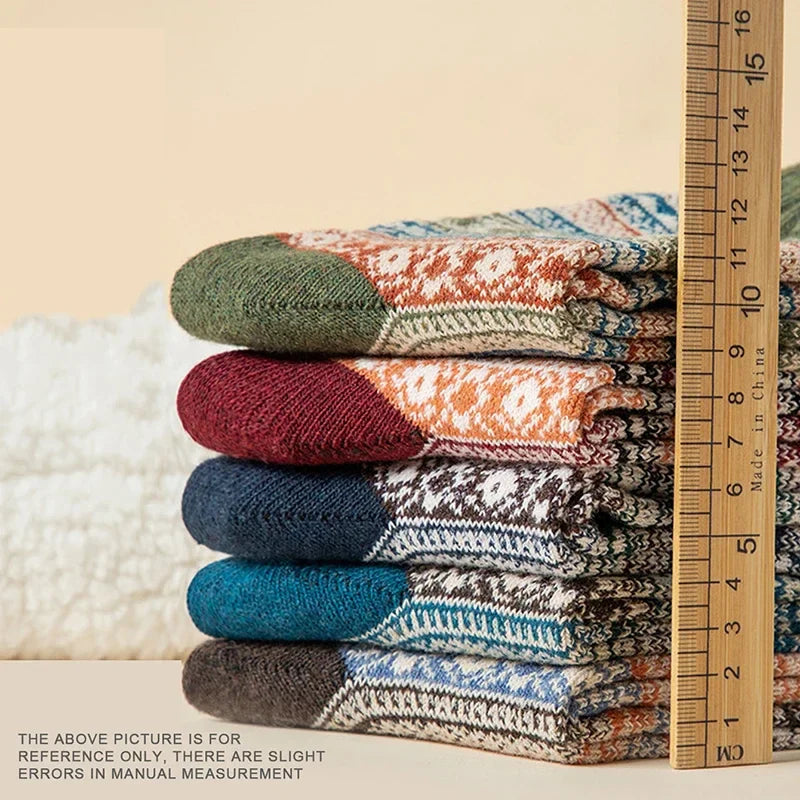 Winter Wool Socks by Mr. Sneakerseller – Thick Retro Warm Set (5 Pairs)