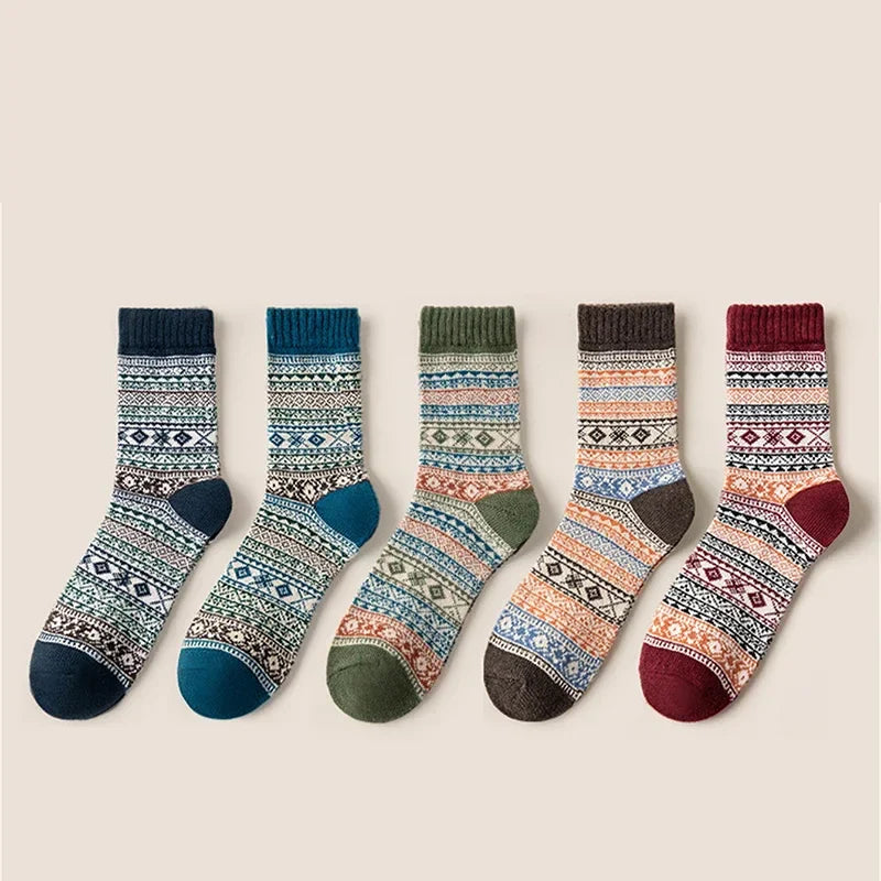 Winter Wool Socks by Mr. Sneakerseller – Thick Retro Warm Set (5 Pairs)