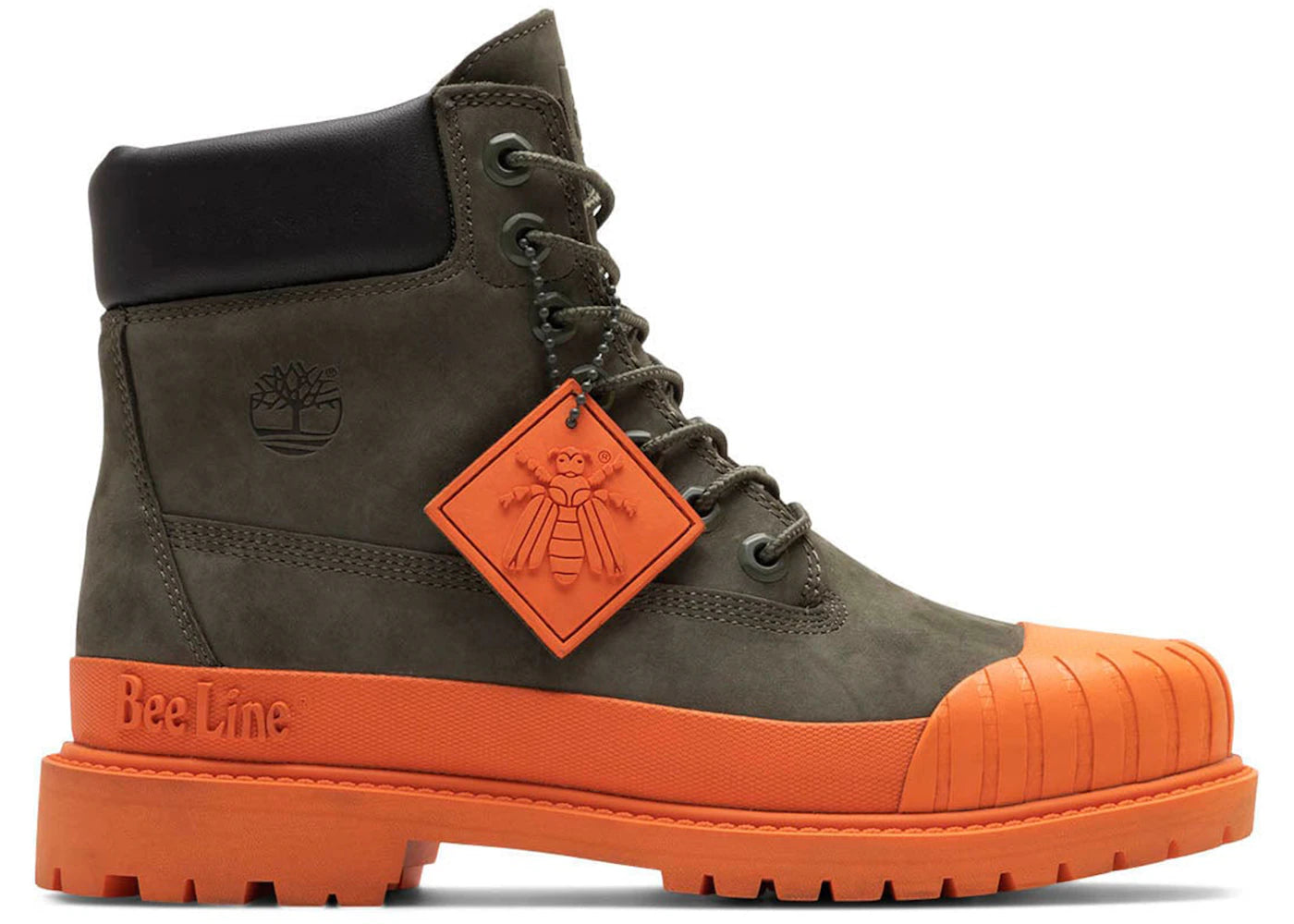 Timberland 6 Inch Boot Premium Bee Line Rubber Toe WP Dunkelgrün Orange