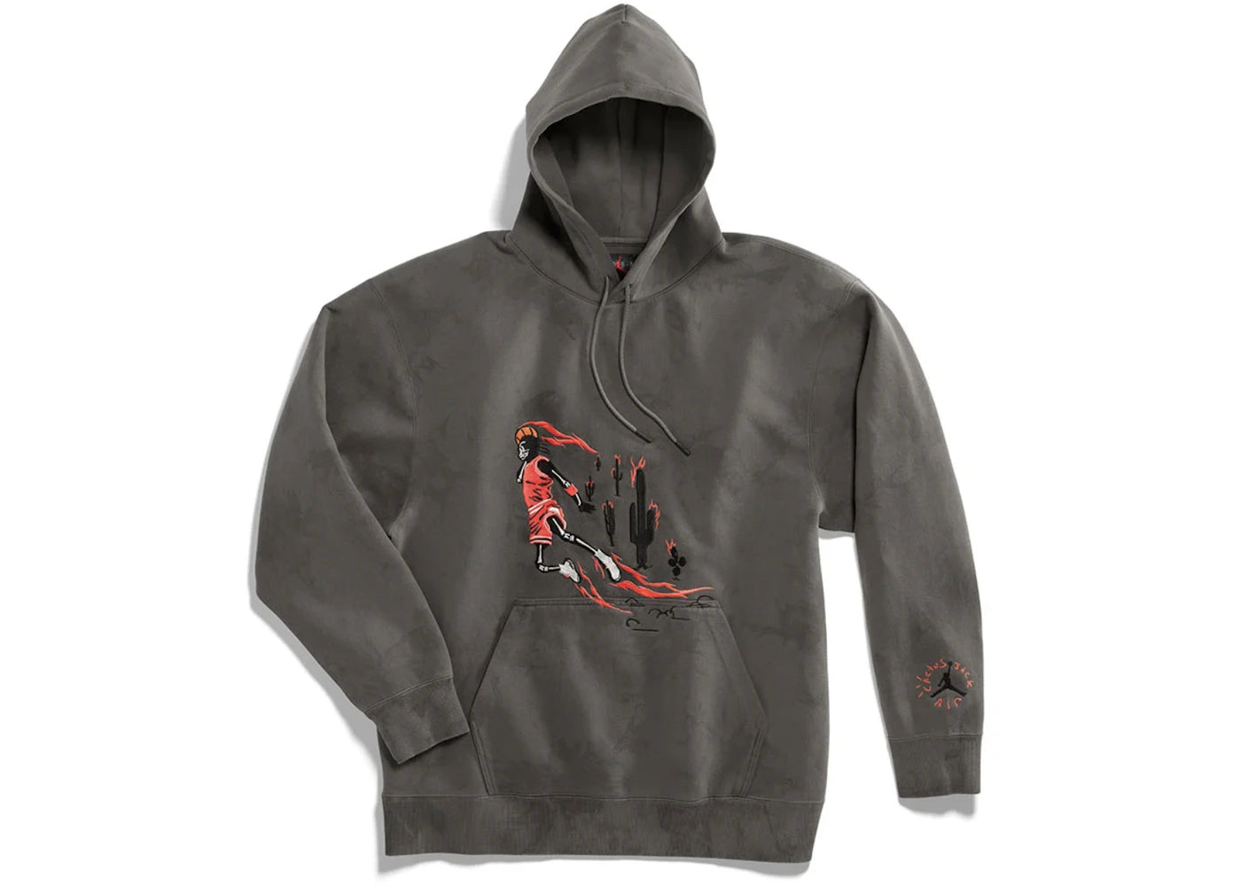 Travis Scott Jordan Washed Suede Hoodie Grau