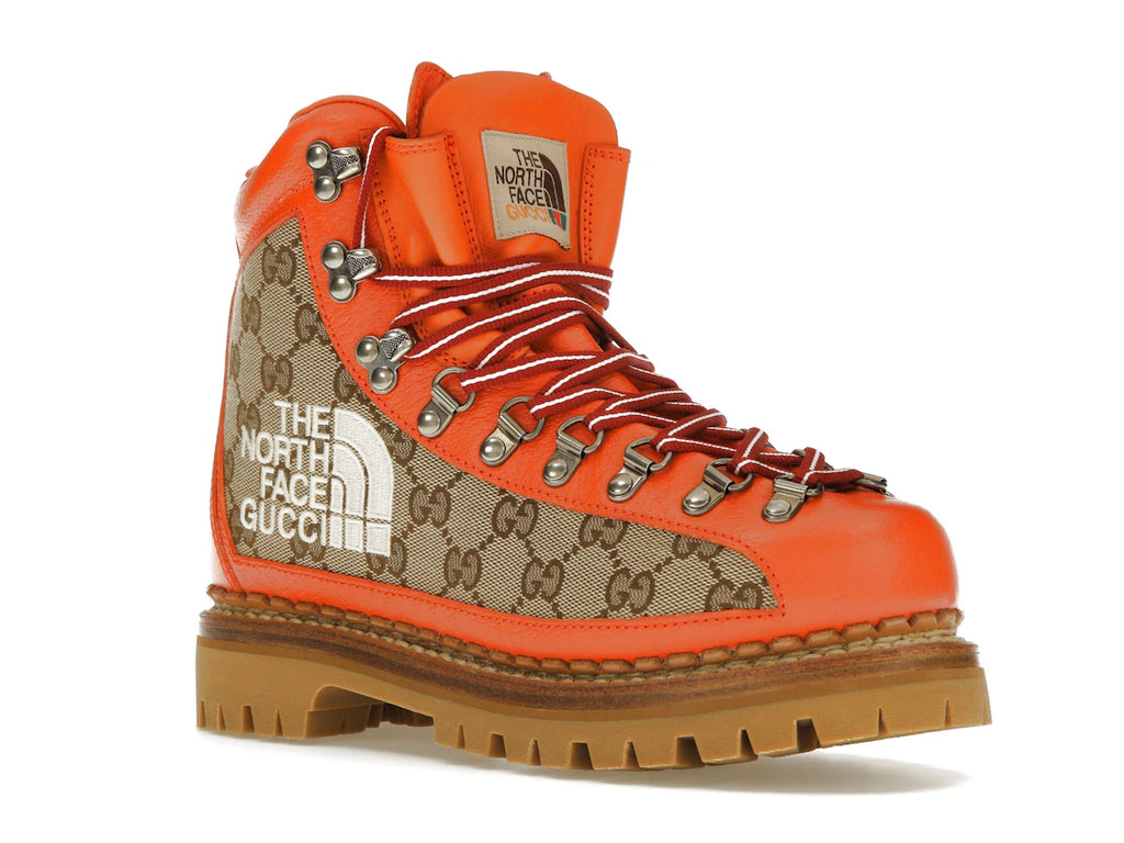 Gucci x The North Face Canvas-Lederstiefel Beige Orange