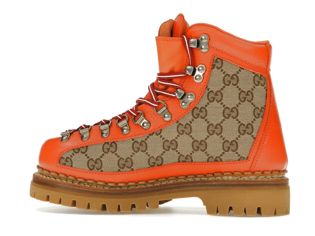 Gucci x The North Face Canvas-Lederstiefel Beige Orange