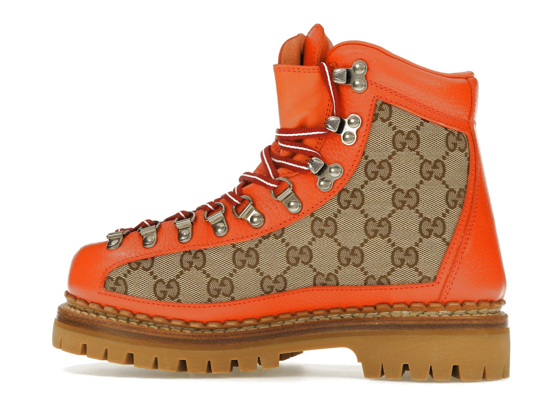 Gucci x The North Face Canvas-Lederstiefel Beige Orange