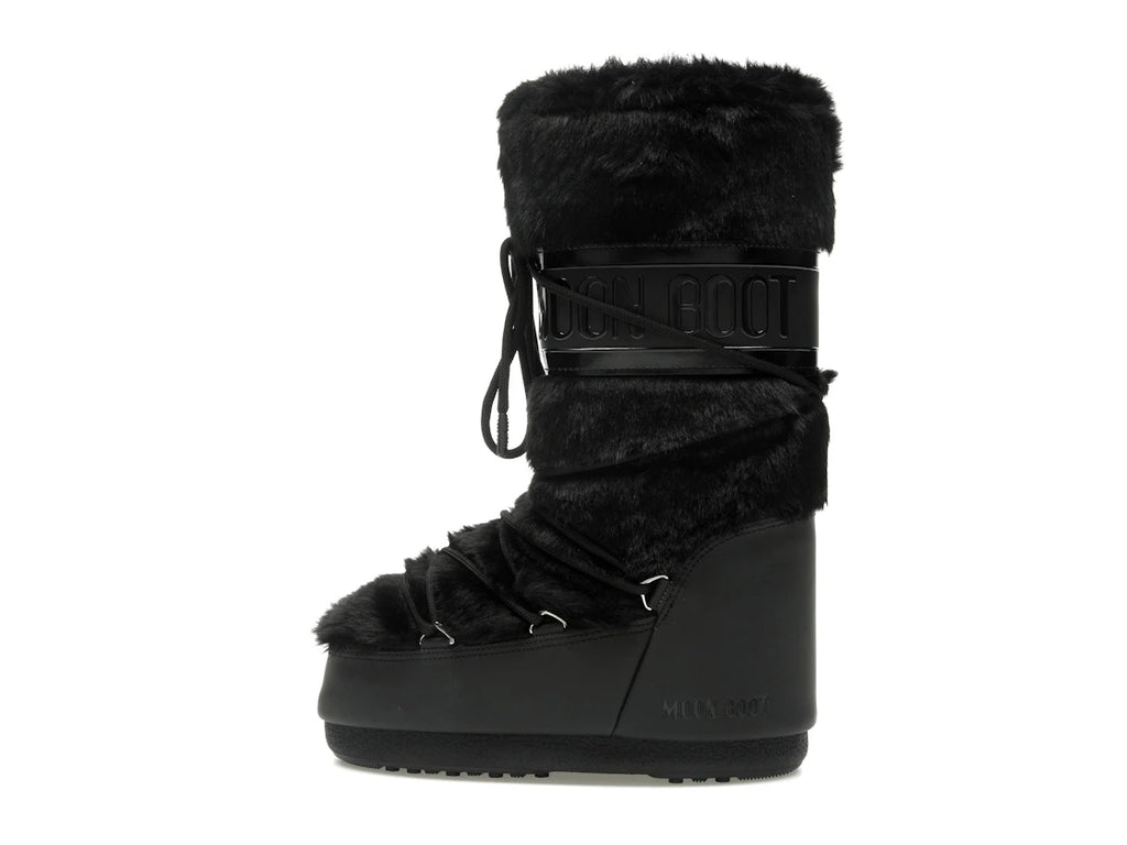 Moon Boot Icon Kunstpelzstiefel Schwarz