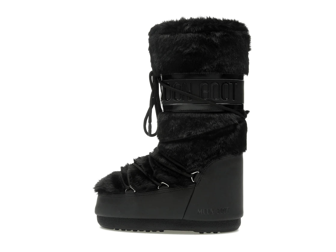 Moon Boot Icon Kunstpelzstiefel Schwarz