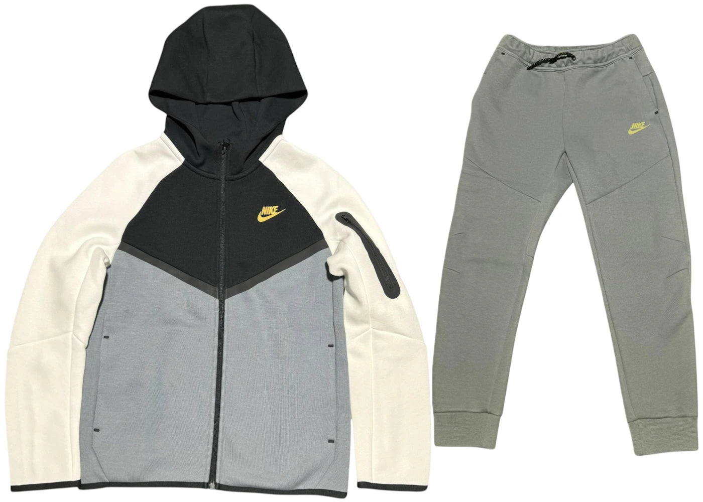 Nike Sportswear Tech Fleece Kids Full Zip Hoodie & Joggers Set Grey/White